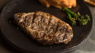 a photo of a steak on a plate